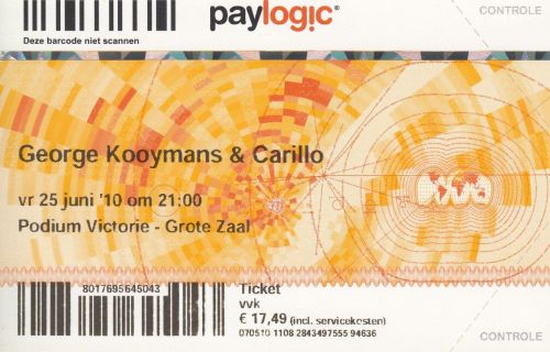 Kooymans Carillo ticket Alkmaar - Podium Victorie JJune 25, 2010